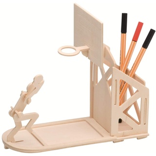 Pebaro 840/3 Holzbausatz Tischständer Stiftehalter Basketball, 3D Puzzle, Modellbausatz, Basteln mit Holz, Holzpuzzle, vorgestanzte Holzplatte, ausbrechen, zusammenstecken, fertig, Geschenkidee