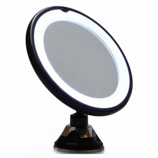 UNIQ Saugnapf Kosmetikspiegel mit LED-Licht und 10x Vergrößerung Schwarz