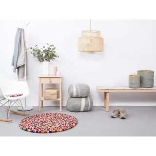 myfelt Filzkugelteppich Lotte - Ø 50 cm, ideal für Schlaf-, Wohn-, Kinderzimmer, Flur & Bad, Bunt