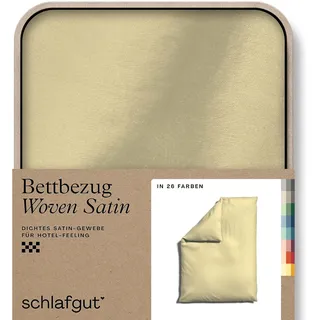 schlafgut Woven Satin Bettwäsche 135x200cm Bettdecke Bezug einzeln, Yellow Mid Uni in Hotelqualität mit 100% Baumwolle