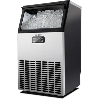euhomy Gewerbliche Eiswürfelmaschine, 45 kg/24 Std. Edelstahl Untertisch-Eismaschine mit 15 kg Eislagerkapazität, freistehende Eismaschine mit Timer, ideal für Bars, Getränkeläden und große Feiern