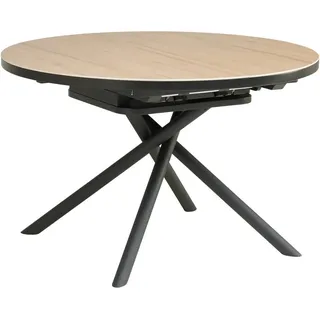 Mid.you Esstisch, Schwarz, Bernstein, Metall, Keramik, Holzwerkstoff, rund, Rundrohr, 120x76x120-160 cm, ausziehbar, Esszimmer, Tische, Esstische, Esstische ausziehbar