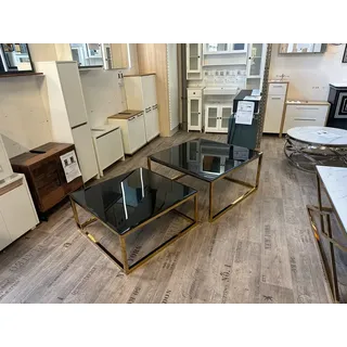 Designer Couchtisch Gestell: Gold Oberfläche Schwarz 2er-Set