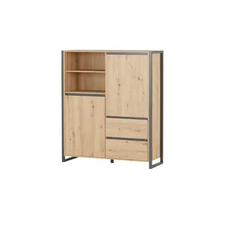 ekomobili Highboard 120 x 140 x 40 cm Braun / Grau