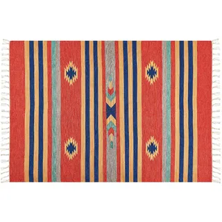 Beliani Teppich Hatis Bunt 140 x 200 cm Baumwolle Kelim