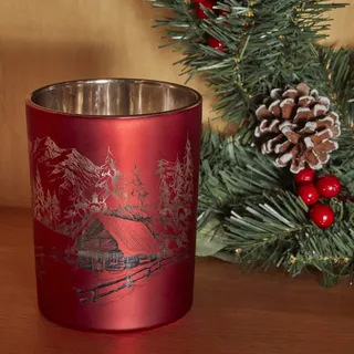 Karaca Home Weihnachten Helena Rot Glas Teelicht Halter 10x12,5 Cm