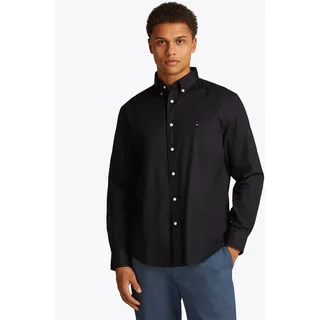 Langarmhemd TOMMY HILFIGER "CORE FLEX POPLIN SOLID Regular Fit SHIRT", Herren, Gr. XL (54/56), N-Gr, schwarz, Web, Obermaterial: 100% Baumwolle, regular fit, Manschette, Hemden