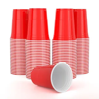 AOLUXLM Plastikbecher, Original American Red Cups | 100 Stück Partybecher Set, Mehrweg, Becher Plastik 473ml 16oz Getränkebecher für Party Geburtstag Hochzeit