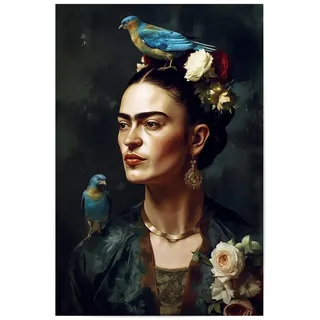 artboxONE Poster 30x20 cm Floral Frida Kahlo Portrait - Bild Frida Kahlo selbstportrait