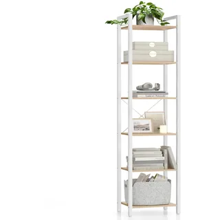 VASAGLE Bücherregal 30 x 40 x 186 cm naturbeige-mattweiß