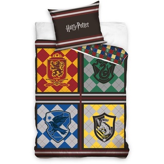 HARRY POTTER Baumwolle Case von Hogwarts Bettwäsche-Set - 100% Baumwolle (Einzelbett) (mehrfarbig), mehrfarbig, Einheitsgröße