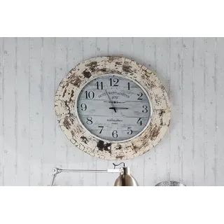 Faktorei Wanduhr Shabby, recyceltes Holz, weiß, Ø 70 cm / 9 cm