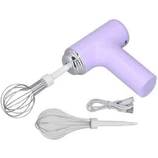 Elektrischer Handmixer, Kochwerkzeug, Langlebig, Einfache Bedienung, Einstellbare Geschwindigkeit, Mehrzweck-Akku-Schneebesen mit 2 Rührköpfen für die Küche (PURPLE)