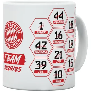 FC Bayern München I Tasse Signature 2024-25 I Mehrfarbig I 0,3 l Gedruckte Unterschriften der Spieler