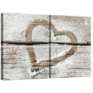 Leinwandbild  (Herz auf Holz, 120 x 80 cm  (4 tlg.))