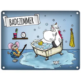 trendaffe - Honeycorns Metallschild mit Einhorn Badezimmer Motiv