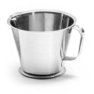 Forgast Edelstahlkanne mit Messbecher, konische Form, Messung alle 100 ml, Fassungsvermögen 0,5 l, Höhe 9.5 cm, Durchmesser 12.3 cm, Measuring cups, Edelstahl Krug mit Messbecher, Küchenzubehör