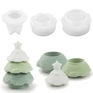 Silikon Gießformen Tannenbaum 3er Set Kerzenhalter
