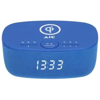 AIC 28 BT Radiowecker mit Bluetooth Qi-Ladefunktion Dimmbares Display 2 Weckzeiten blau - Blau