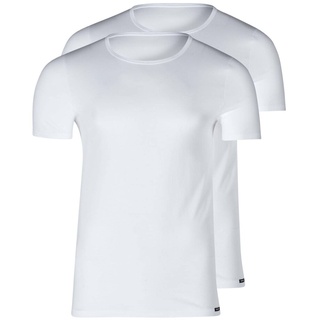 SKINY Herren T-Shirt, 2er Pack - Unterhemd, Halbarm, Crew Neck, Rundhals, Cotton Weiß S