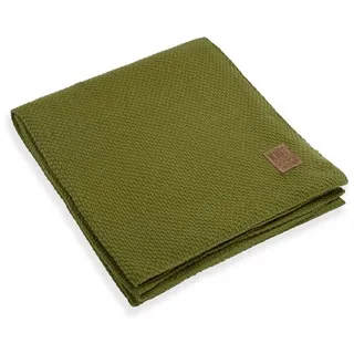 Wolldecke Jesse Plaids 195x225 cm Glatt Grün, Knit Factory, Tagesdecke Kuscheldecke Decke Wohndecke bunt
