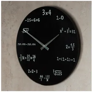 levandeo Wanduhr 35 cm rund Mathe Mathematik schwarz