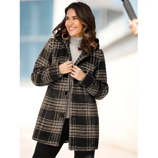Outdoorjacke CLASSIC BASICS, Damen, Gr. 42, gelb (schwarz, camel, kariert), 70% Polyester, 20% Polyacryl, 4% Baumwolle, 3% Viskose, 3% Polyamid, gemustert, mehrfarbig, Jacken Outdoorjacke