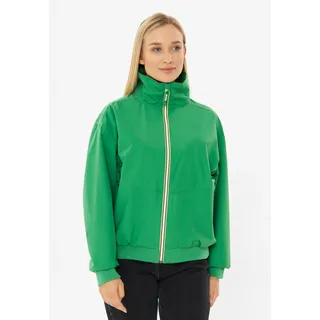 Hemdjacke DERBE "Ripby" Gr. 38, grün (amagreen) Damen Jacken Übergangsjacken Kapuze innenliegend, PVC und PFC frei, wasserabweisend, winddicht