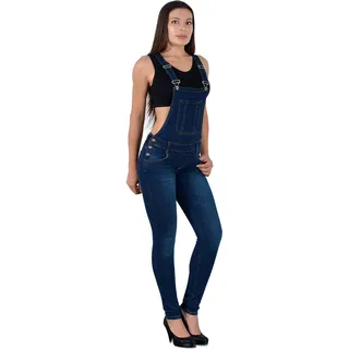 ESRA Damen Jeans Latzhose Skinny Latzjeans Overall Jeans-Latzhose mit Träger H340 - 44