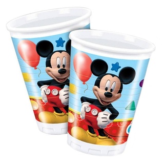 Folat Einweggeschirr-Set 8 Micky Maus Trinkbecher, Plastik, Partydeko für Deine Micky Maus-Mottoparty zum Geburtstag! rot