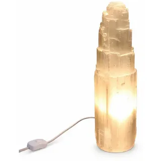 Heimtex Salzkristall-Tischlampe Selenit-Kristall-Turmlampe – Selenit-Lampe in 5 verschiedenen Größen 25 cm