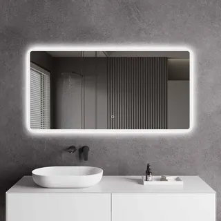 LED-Badspiegel | Vorder- & Hintergrundbeleuchtung | dimmbares Licht | Touch-Sensor | Größe wählbar, Größe:120 x 80 cm