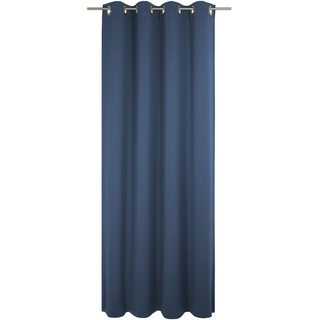 Vorhang WIRTH "Umea" Gardinen Gr. 225 cm, Ösen, 132 cm, blau (dunkelblau) Ösen