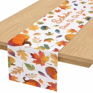 Tischläufer Herbst 180 X 35cm, Tischläufer Orange | Herbst Tischdecke, Kürbisse Ahornblätter HerbstdekoTischläufer, für Küche Tisch/Thanksgiving Erntedankfest Hochzeit