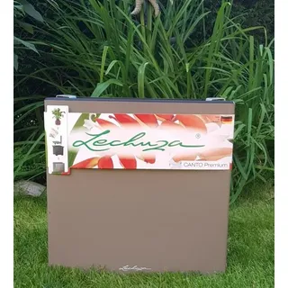 LECHUZA Blumentopf CANTO Premium 40 Würfel Komplettset Taupe hochglanz