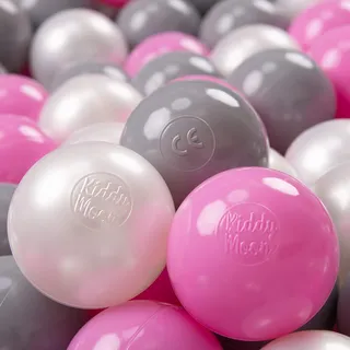 KiddyMoon 700 ∅ 7Cm Kinder Bälle Spielbälle Für Bällebad Baby Plastikbälle Made In EU, Perle/Grau/Rosa
