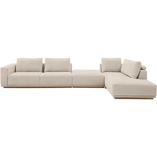 Musterring Wohnlandschaft MUSTERRING, silber, B:395cm H:78cm T:202cm, 100% Polyester, Sofas, Wohnlandschaft, Anreihsofa mit Armlehne links, Eckteil rechts mit Kissen & Hocker