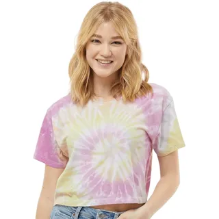 Colortone Damen Batik Crop T-Shirt | Batik Shirt XS - XL in verschiedenen Mustern | Hippie Shirt Damen Crop Top aus Baumwolle | Handgefärbtes Batik Design | Desert Rose, S - S