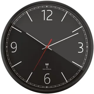 Mebus Funkwanduhr - Kunststoff - 30 cm schwarz, 30 cm