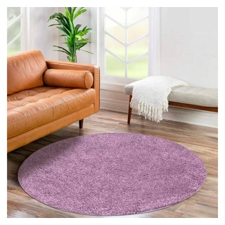 Hochflor-Teppich City Shaggy, Carpet City, rund, Höhe: 30 mm, Teppich Einfarbig Uni, besonders flauschig-weich lila Ø 160 cm x 30 mm