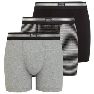 Jockey Boxershorts Cotton Stretch grau/schwarz S 3er Pack