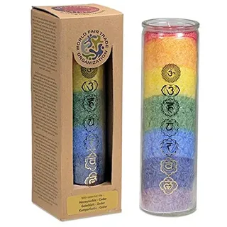 7 Chakra Kerze Chakren Glaskerze Ritualkerze mit ätherischen Ölen