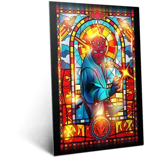 Displate Metallposter Star Wars – Darth Maul Buntglas – Galaxis Saga – Sammlergeschenk – Premium Wanddekoration Wandkunst Deko Film Poster – 48 cm x 67.5 cm