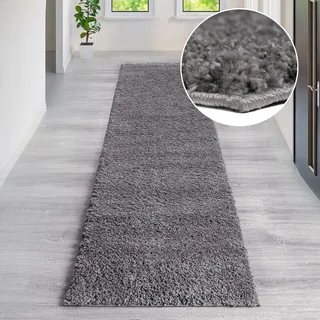 OTTO home Hochflor-Teppich OTTO HOME "Viva Shaggy, in Standard- und Premium-Qualität, 30 mm oder 45 mm Höhe" Gr. 11, grau (stone), B:67cm H:30mm L:230cm, Kunstfaser, Teppiche, Uni Farben, einfarbig, weich, kuschelig, Läufer, Kundenliebling