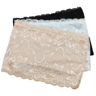 LUOEM Bandeau Tube Top Blumen Spitze trägerlosen Bandeau Tube Top 3pcs, 36 / 80C, XL Schwarz, Weiß, Hautfarbe - 36