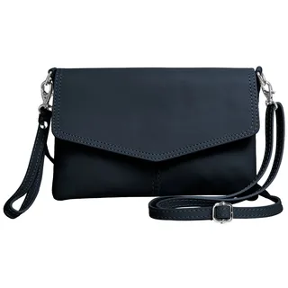 Caspar Clutch Abendtasche Leder Damen Umhängetasche - PREMIUM LINE - Modell No.322, aus 100% gewaschenem Echtleder aus Italien - samtig weich & nachhaltig blau