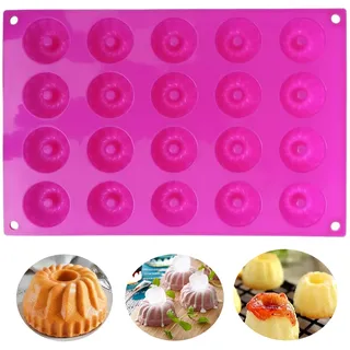 Bustlwor Mini Gugelhupfformen, Silikon Gugelhupf, Silikon Gugelhupf Kuchenform Klein aus 20 Löcher, für Muffins Cupcakes Brownies Kuchen Pudding (Rosa)