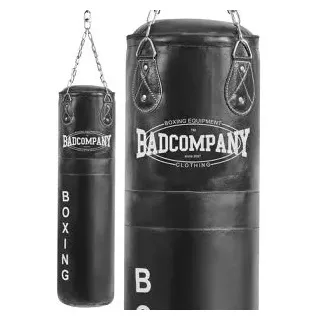 Bad-Company Boxsack Echtleder, gefüllt mit Textilresten, 48 kg, für Erwachsene, 180 cm, mit Stahlkette zum Aufhängen