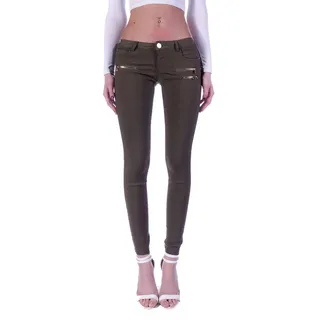 Hüftjeans Damen Hosen Treggings Jeans Grau Jeggings Damen-Hose-n Jeans-Hose-n Army Camouflage Hüft-Hose-n Niedrige-r Leib-Höhe Bund Stretchjeans Stretch-Hose-n Skinny Röhrenjeans Gr Sexy Khaki L 40 - L