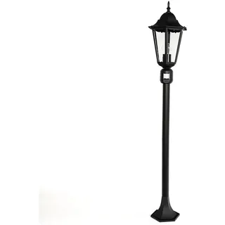 Licht-Erlebnisse Wegeleuchte Aluminium H:120 cm mit Bewegungsmelder E27 IP44 Schwarz